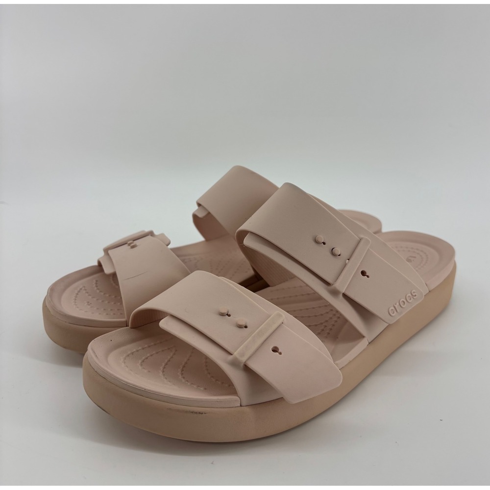 Crocs Brooklyn Low Low Sandals Women's 10 Light Pink Double Strap Slides